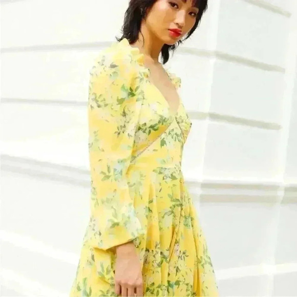 Sau Lee - Georgia Dress - Size 2 Long Sleeve MIDI Yellow - Picture 12 of 14